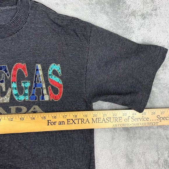 Vintage 90's Single Stitch Las Vegas Nevada Pinstriped Short Sleeve T-Shirt USA - Picture 8 of 9